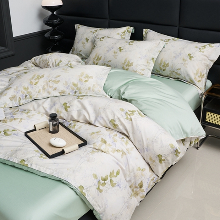 91家纺网 家纺一手货源 找家纺 顾家家居 2024新款7A抗菌长绒棉数码印花四件套 铃兰梦