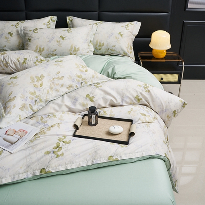 91家纺网 家纺一手货源 找家纺 顾家家居 2024新款7A抗菌长绒棉数码印花四件套 铃兰梦