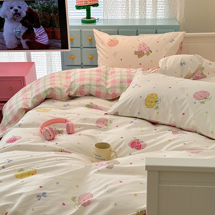 91家纺网 家纺一手货源 找家纺 昔可家纺 2024新款13372全棉亲肤四件套-卡通系列 南瓜兔