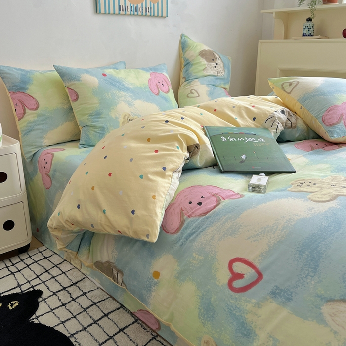 91家纺网 家纺一手货源 找家纺 （总）呗旺鹿 2024新款亲肤全棉四件套油画慕斯猫纯棉四件套