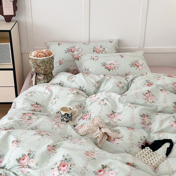 91家纺网 家纺一手货源 找家纺 昔可家纺 2024新款13372全棉亲肤四件套-复古系列 温妮庄园