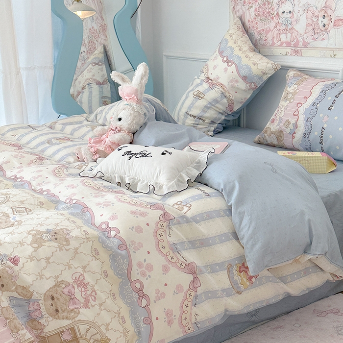 91家纺网 家纺一手货源 找家纺 昔可家纺 2024新款13070全棉四件套系列第二批 小熊蛋糕