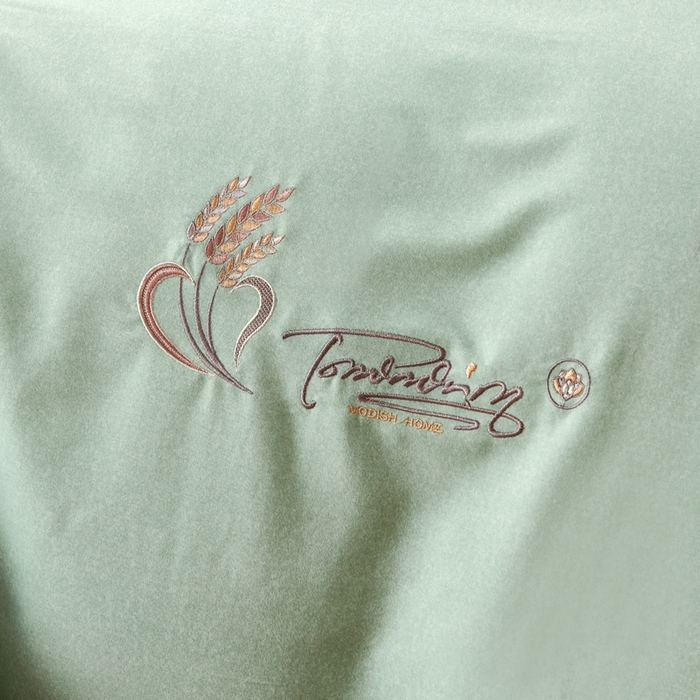 91家纺网 家纺一手货源 找家纺 U品汇 2024新品生态加厚长绒棉纯棉绣花40S全棉磨毛刺绣四件套宽边款 七里香-青翠绿