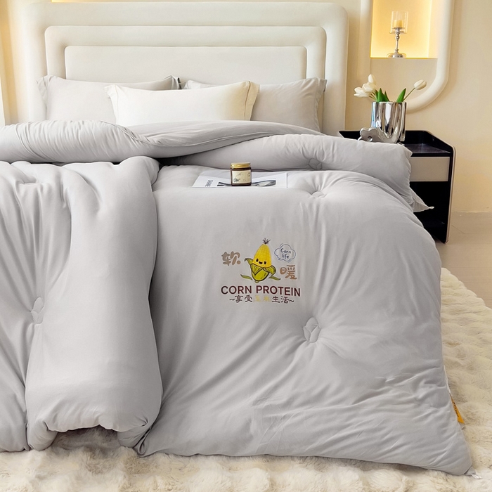 91家纺网 家纺一手货源 找家纺 暖阁 2025新款糯糯玉米被大豆被冬被春秋被被子被芯 高级灰