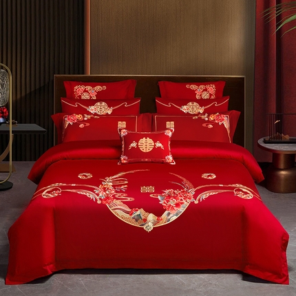 91家纺网 家纺一手货源 找家纺 （总）蒂爵 全棉纯棉长绒棉时尚新中式婚庆四件套多件套