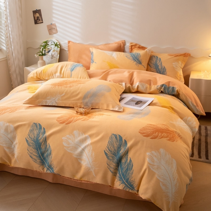 91家纺网 家纺一手货源 找家纺 启程家纺 2024全棉生态磨毛印花四件套 妙羽