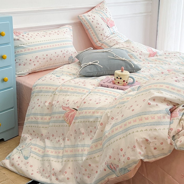 91家纺网 家纺一手货源 找家纺 （总）昔可家纺 2024新款13372全棉亲肤四件套-小清新系列