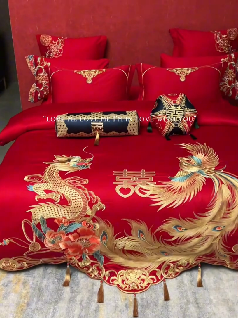 91家纺网 家纺一手货源 找家纺 宏羽纺家纺 2024新款13372纯棉婚庆套件系列 婚嫁贺喜