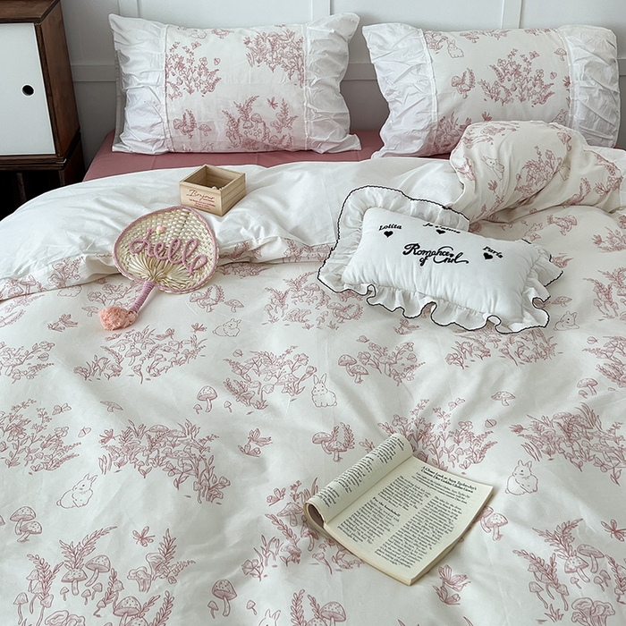 91家纺网 家纺一手货源 找家纺 昔可家纺 2024新款韩版花边工艺款轻奢四件套 复古素描花边