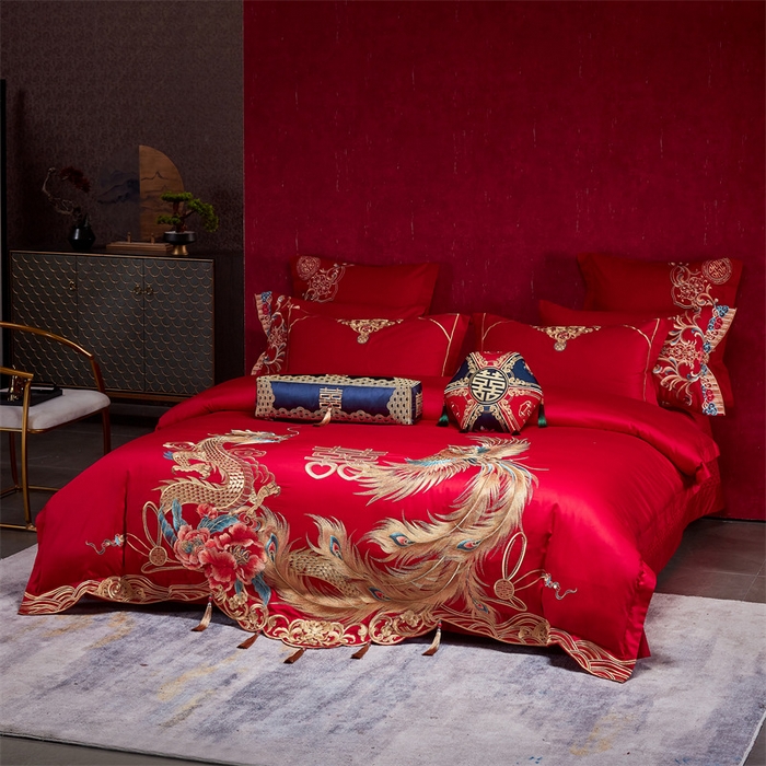 91家纺网 家纺一手货源 找家纺 宏羽纺家纺 2024新款13372纯棉婚庆套件系列 婚嫁贺喜