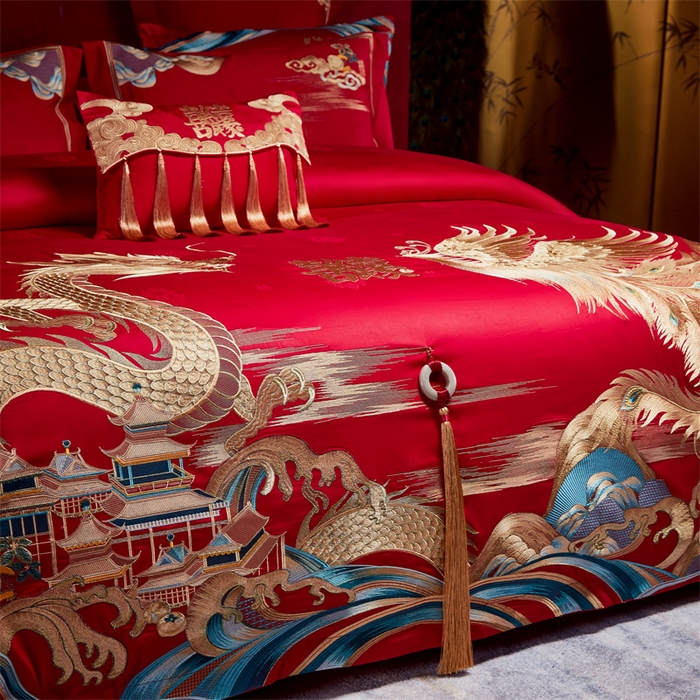 91家纺网 家纺一手货源 找家纺 宏羽纺家纺 2024新款高支高密纯棉提花婚庆套件系列（控价680） 举案齐眉