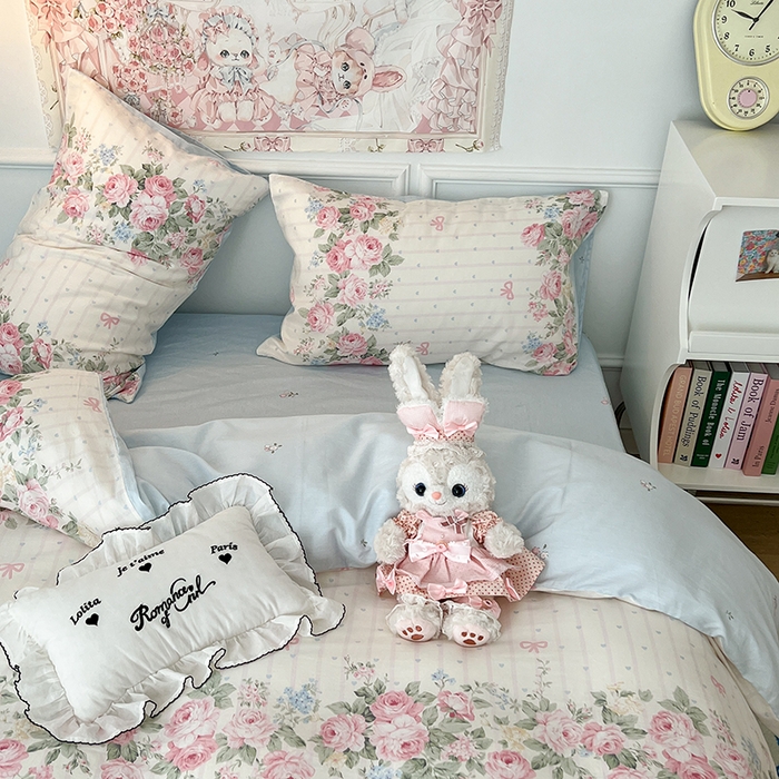 91家纺网 家纺一手货源 找家纺 昔可家纺 2024新款13070全棉四件套系列第二批 粉条爱心玫瑰