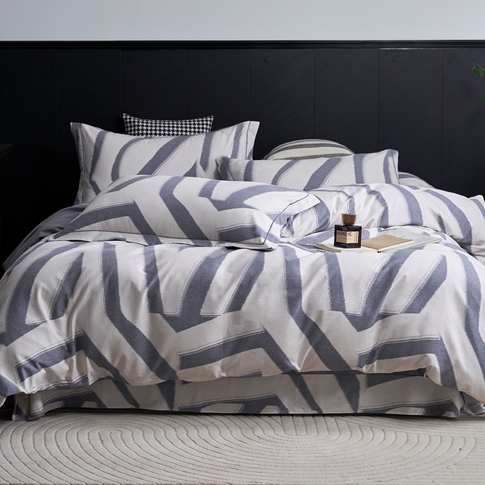 91家纺网 家纺一手货源 找家纺 XIWEN-希文家纺 2024新款全棉印花陶瓷磨毛四件套-第二批 魅影-灰