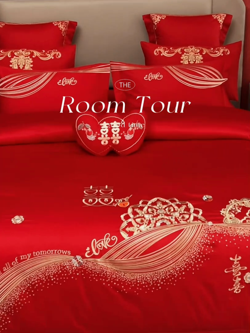 91家纺网 家纺一手货源 找家纺 宏羽纺家纺 2024新款13372纯棉婚庆套件系列 喜福临门