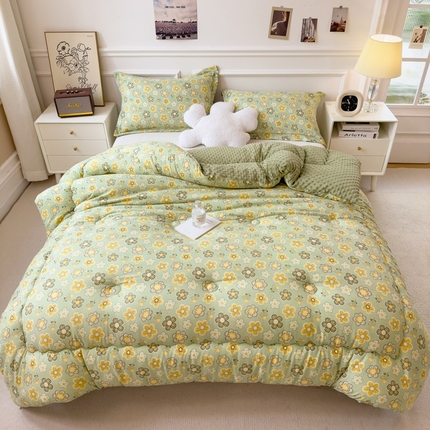 91家纺网 家纺一手货源 找家纺 （总）宝士康家纺 2024新款双层纱豆豆绒冬被 被子被芯