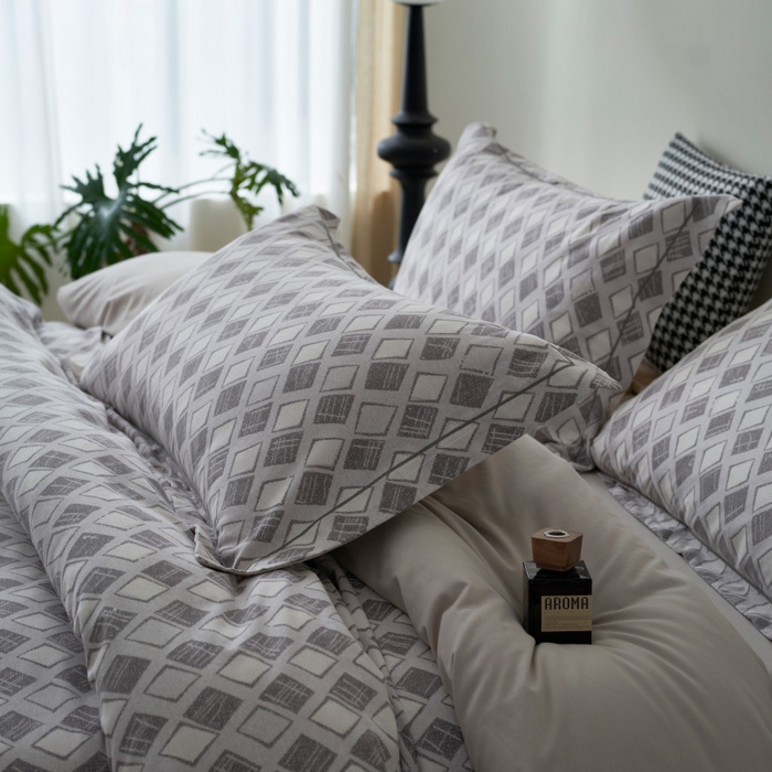 91家纺网 家纺一手货源 找家纺 XIWEN-希文家纺 2024新款全棉印花陶瓷磨毛四件套-第一批 摩卡