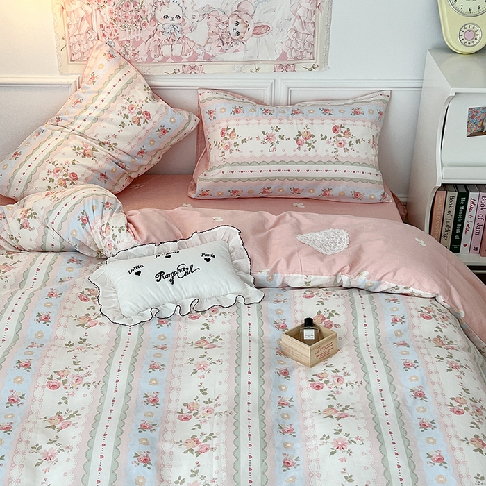 91家纺网 家纺一手货源 找家纺 昔可家纺 2024新款13070全棉四件套系列第二批 蕾丝条花花