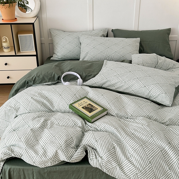 91家纺网 家纺一手货源 找家纺 昔可家纺 2024新款13372全棉亲肤四件套-复古系列 格瑞塔