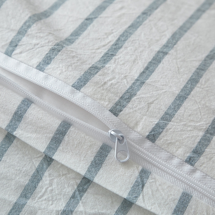 91家纺网 家纺一手货源 找家纺 吉象家纺 2024新款A类全棉色织水洗棉贝壳边三角针四件套    时光浅蓝