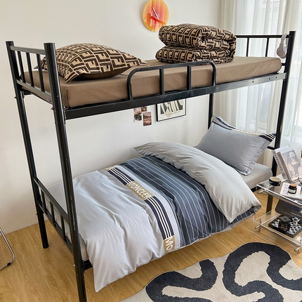 91家纺网 家纺一手货源 找家纺 慕木 2025新款A类印花阳光暖绒棉高克重170克学生宿舍床三件套被芯床垫枕芯上下铺六件套 莫妮卡-蓝