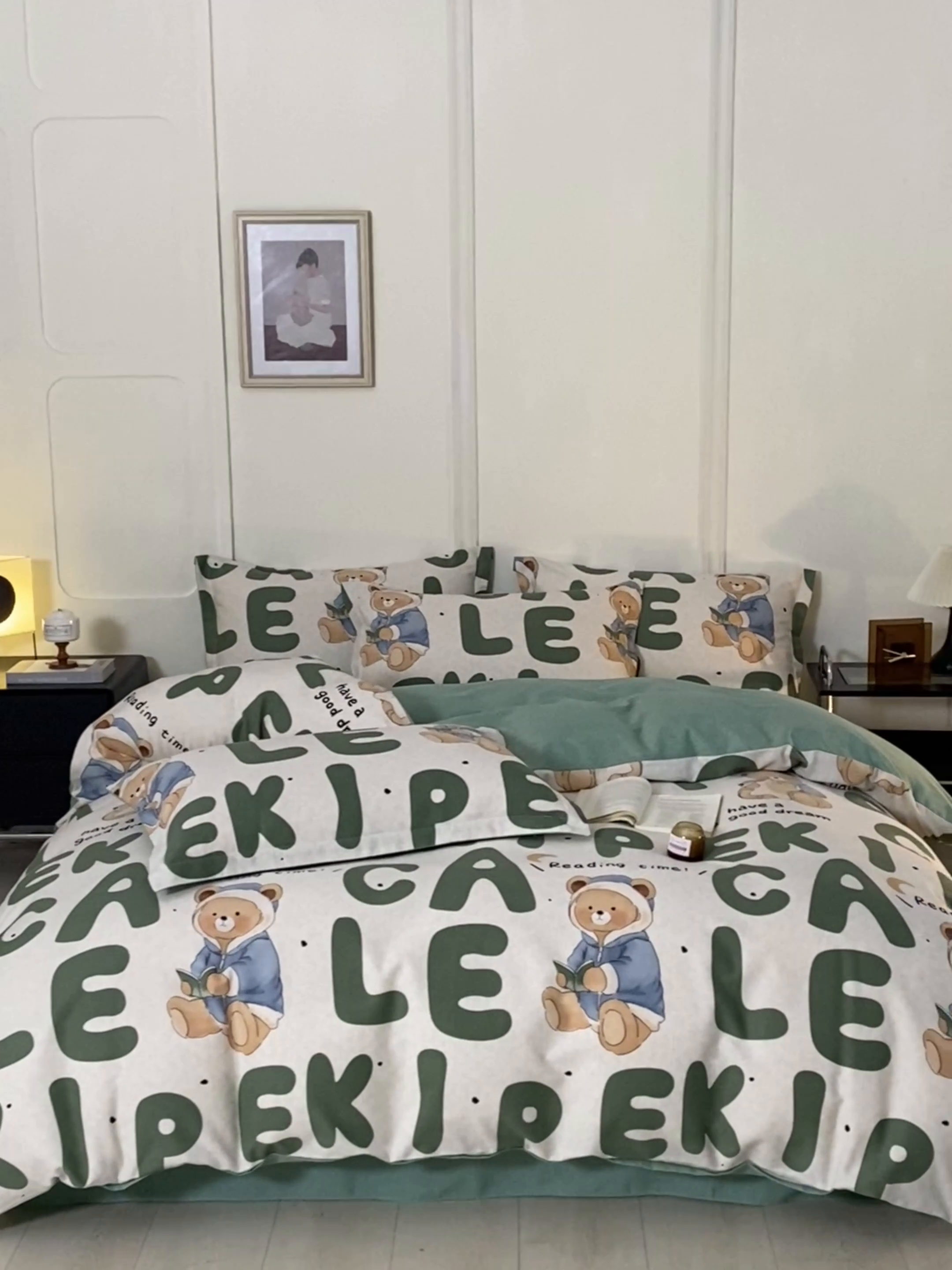 91家纺网 家纺一手货源 找家纺 启程家纺 2024全棉生态磨毛印花四件套 梦游记