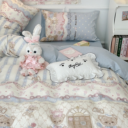 91家纺网 家纺一手货源 找家纺 昔可家纺 2024新款13070全棉四件套系列第二批 小熊蛋糕