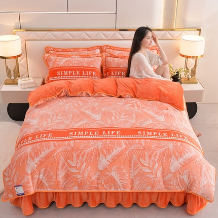 91家纺网 家纺一手货源 找家纺 芯诗曼2025新款8.5斤直播热款高克重牛奶绒法莱绒水晶金貂法莱绒四件套时尚生活