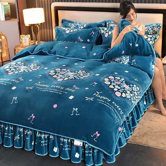 91家纺网 家纺一手货源 找家纺 爱洛 2024新款日产过万爆款印花牛奶绒四件套 爱慕