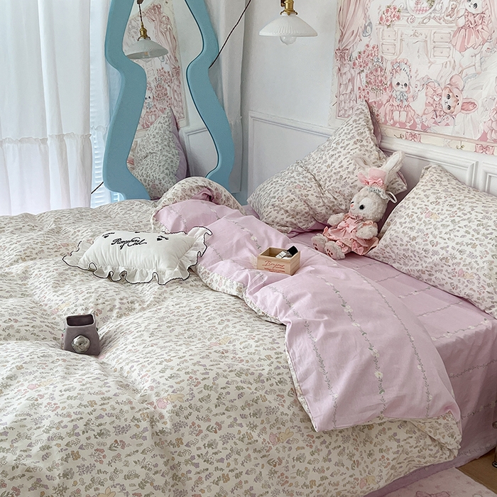 91家纺网 家纺一手货源 找家纺 昔可家纺 2024新款13070全棉四件套系列第二批 花蔓兔