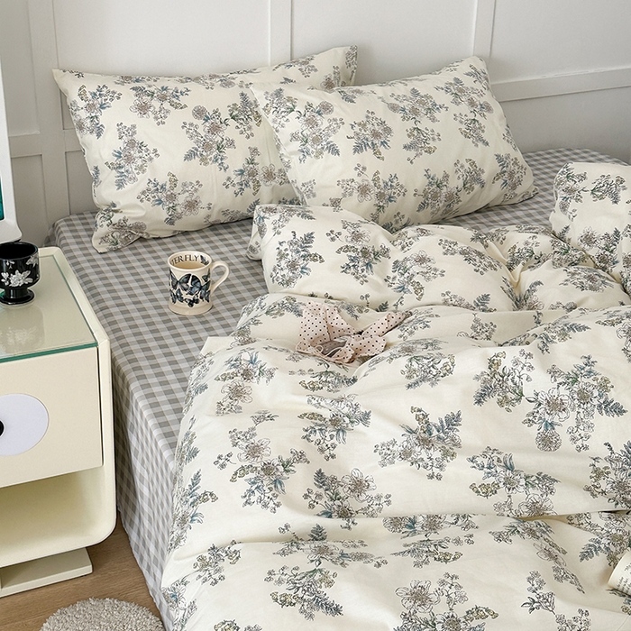 91家纺网 家纺一手货源 找家纺 昔可家纺 2024新款13372全棉亲肤四件套-小花系列 浮世绘