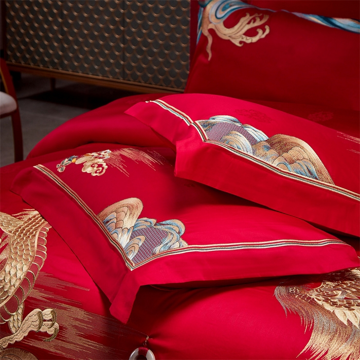 91家纺网 家纺一手货源 找家纺 宏羽纺家纺 2024新款高支高密纯棉提花婚庆套件系列（控价680） 举案齐眉