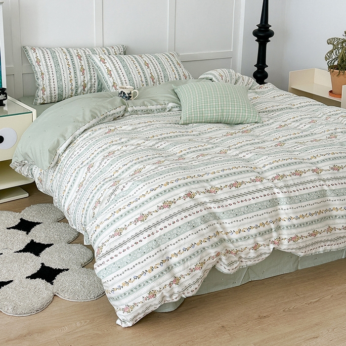 91家纺网 家纺一手货源 找家纺 （总）昔可家纺 2024新款13372全棉亲肤四件套-小花系列