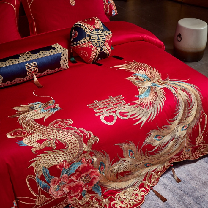 91家纺网 家纺一手货源 找家纺 宏羽纺家纺 2024新款13372纯棉婚庆套件系列 婚嫁贺喜