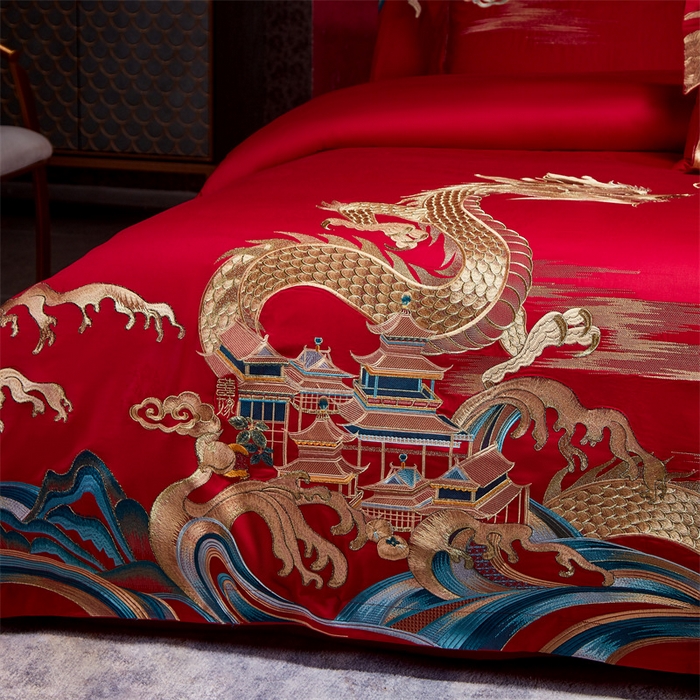 91家纺网 家纺一手货源 找家纺 宏羽纺家纺 2024新款高支高密纯棉提花婚庆套件系列（控价680） 举案齐眉