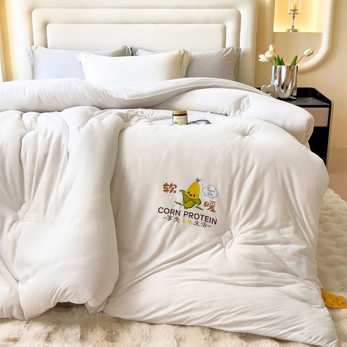 91家纺网 家纺一手货源 找家纺 暖阁 2025新款糯糯玉米被大豆被冬被春秋被被子被芯 珍珠白
