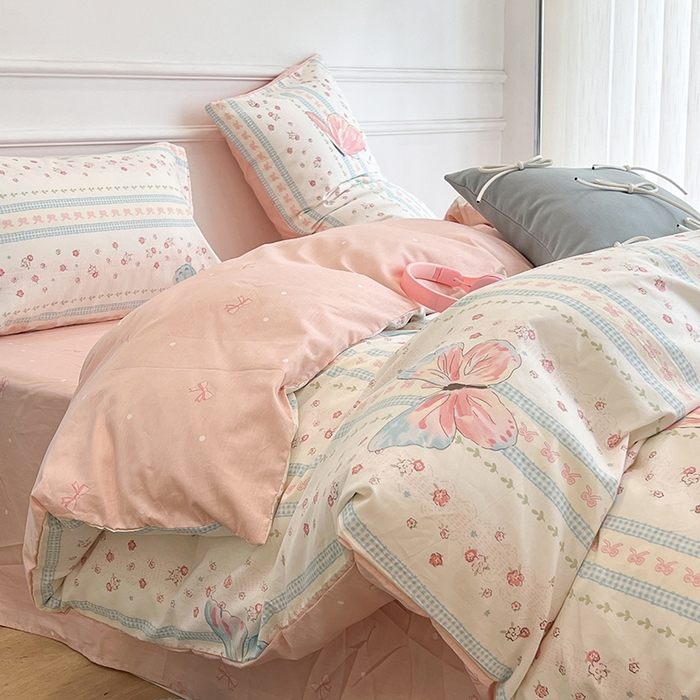 91家纺网 家纺一手货源 找家纺 （总）昔可家纺 2024新款13372全棉亲肤四件套-小清新系列