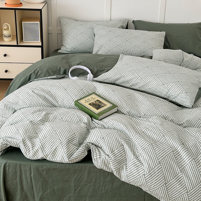 91家纺网 家纺一手货源 找家纺 昔可家纺 2024新款13372全棉亲肤四件套-复古系列 格瑞塔