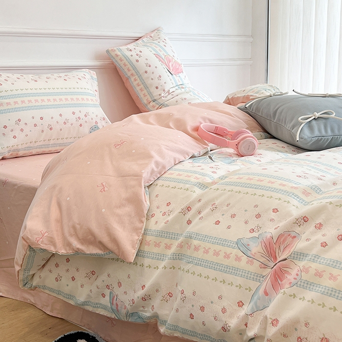 91家纺网 家纺一手货源 找家纺 （总）昔可家纺 2024新款13372全棉亲肤四件套-小清新系列