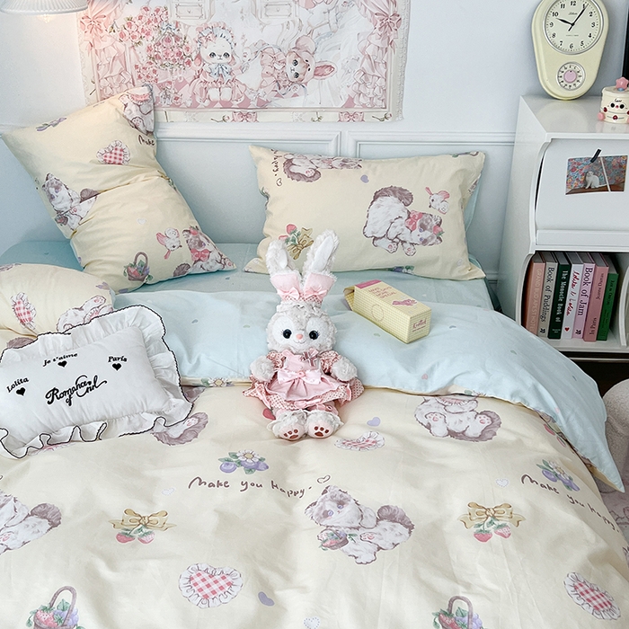 91家纺网 家纺一手货源 找家纺 昔可家纺 2024新款13070全棉四件套系列第二批 奶油猫猫