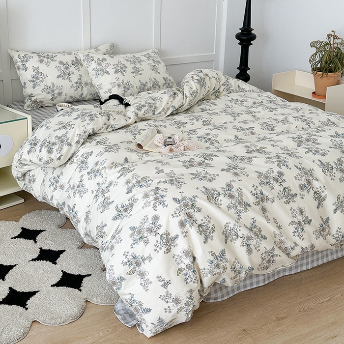 91家纺网 家纺一手货源 找家纺 昔可家纺 2024新款13372全棉亲肤四件套-小花系列 浮世绘