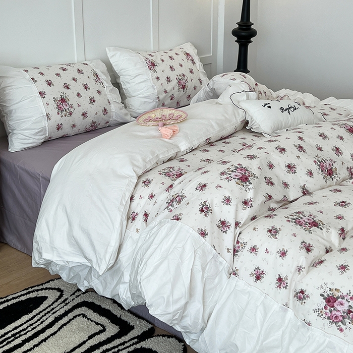 91家纺网 家纺一手货源 找家纺 昔可家纺 2024新款韩版花边工艺款轻奢四件套 卢森堡少女