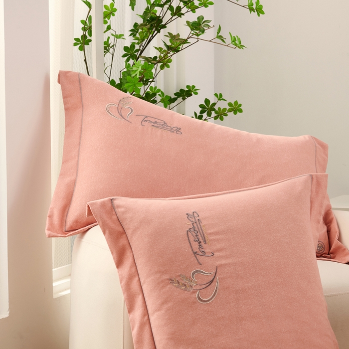 91家纺网 家纺一手货源 找家纺 U品汇 2024新品生态加厚长绒棉纯棉绣花40S全棉磨毛刺绣四件套宽边款 七里香-豆沙