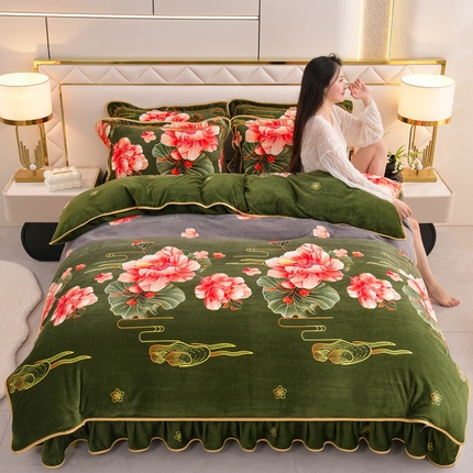 91家纺网 家纺一手货源 找家纺 （总）芯诗曼2025新款8.5斤直播热款高克重牛奶绒法莱绒水晶金貂法莱绒四件套