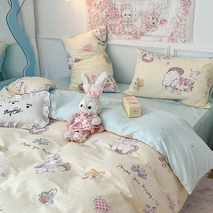 91家纺网 家纺一手货源 找家纺 昔可家纺 2024新款13070全棉四件套系列第二批 奶油猫猫