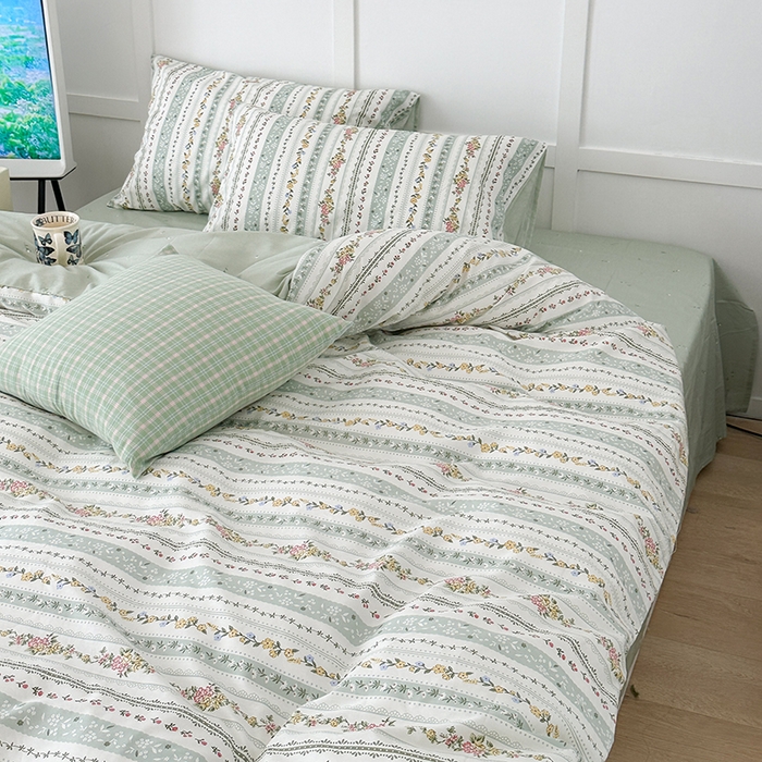 91家纺网 家纺一手货源 找家纺 昔可家纺 2024新款13372全棉亲肤四件套-小花系列 半夏花语