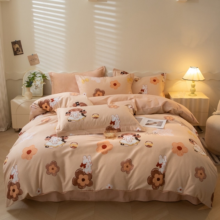 91家纺网 家纺一手货源 找家纺 启程家纺 2024全棉生态磨毛印花四件套 花童