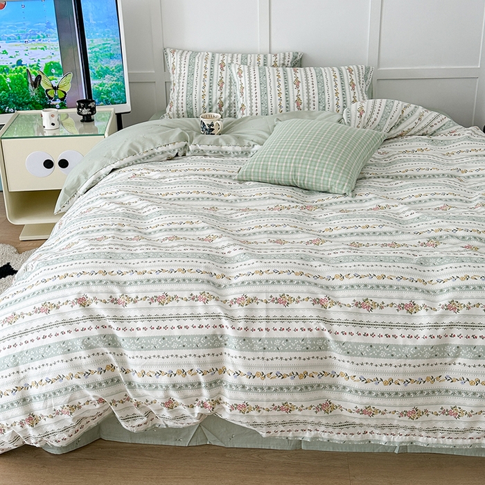 91家纺网 家纺一手货源 找家纺 （总）昔可家纺 2024新款13372全棉亲肤四件套-小花系列