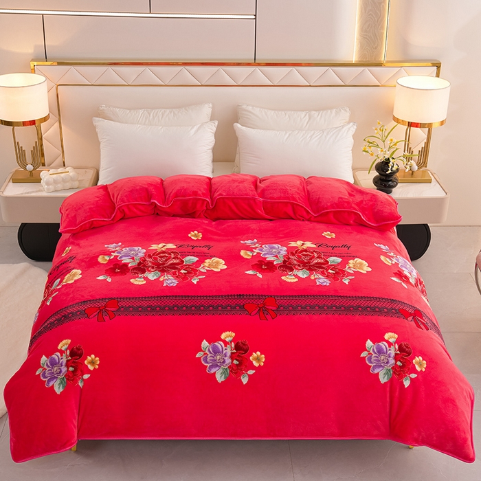 91家纺网 家纺一手货源 找家纺 芯诗曼2025新款8.5斤直播热款高克重牛奶绒法莱绒水晶金貂法莱绒四件套幸福美满