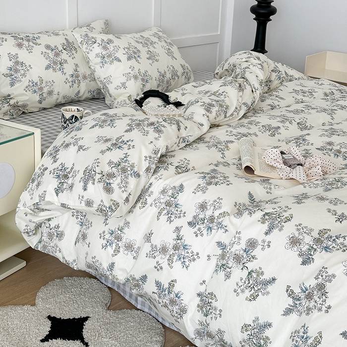 91家纺网 家纺一手货源 找家纺 昔可家纺 2024新款13372全棉亲肤四件套-小花系列 浮世绘