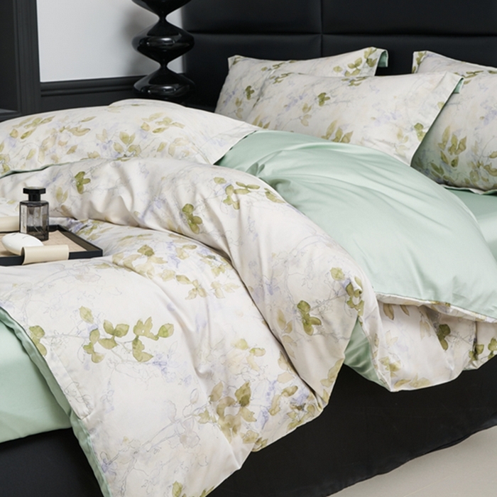 91家纺网 家纺一手货源 找家纺 顾家家居 2024新款7A抗菌长绒棉数码印花四件套 铃兰梦